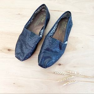 Toms Black Glitter Slip On Shoes